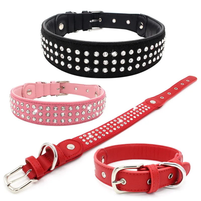 Ошейник для собак из искусственной кожи со стразами|Воротники| |