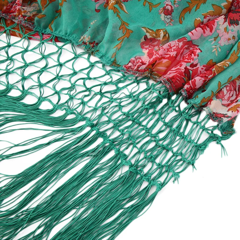 Модное Стильное женское элегантное шифоновое покрывало с кисточками и бахромой