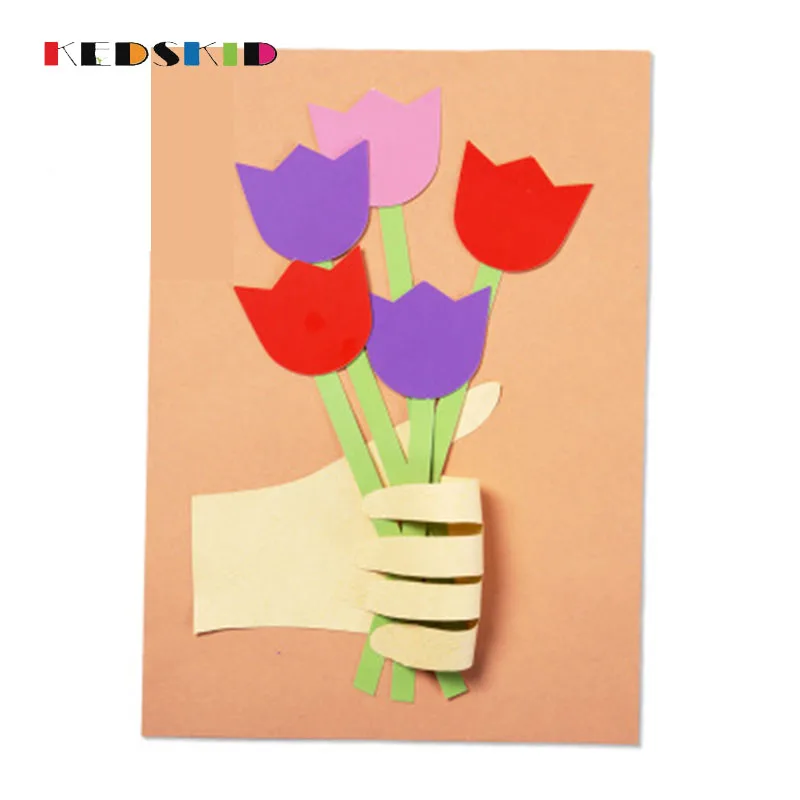 Букет ручной работы трехмерный рычаг Цветочная поздравительная открытка для