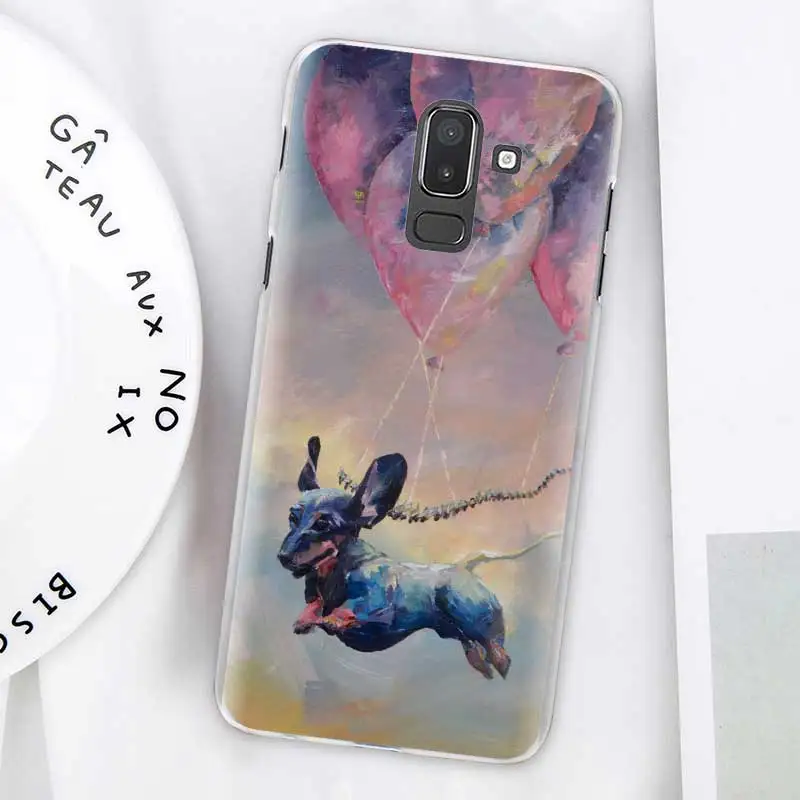 Dachshund Doxie Цветок Собака Щенок Чехлы для samsung Galaxy J4 Plus J6 Plus J8 J3 J5 J7 J5 Prime жесткий чехол