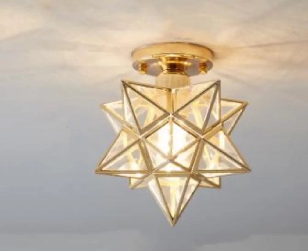 

Gold Star Diamond brass Decor Lighting Diffany Modern Surface Ceiling Lamp decoration salon Foyer Hallways Glass Dining room