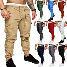 Calças de carga повседневные dos homens outono Ново masculino jogger calças de фитнес твердых мульти-bolso calças de moletom Infantil Menino tático мил