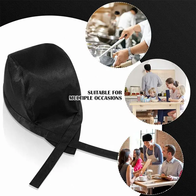 

3Pcs Fashion Chef Hats Kitchen Catering Skull Chef Caps Turbans