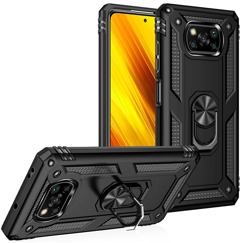 Для Poco X3 NFC бронированный чехол с кольцом на палец для телефона Xiaomi Pro F3 POKO M3 11 Redmi K40