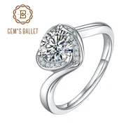 gems ballet new design wedding engagement ring heart ring 925 sterling silver 1 0ct 6 5mm d color moissanite ring for women