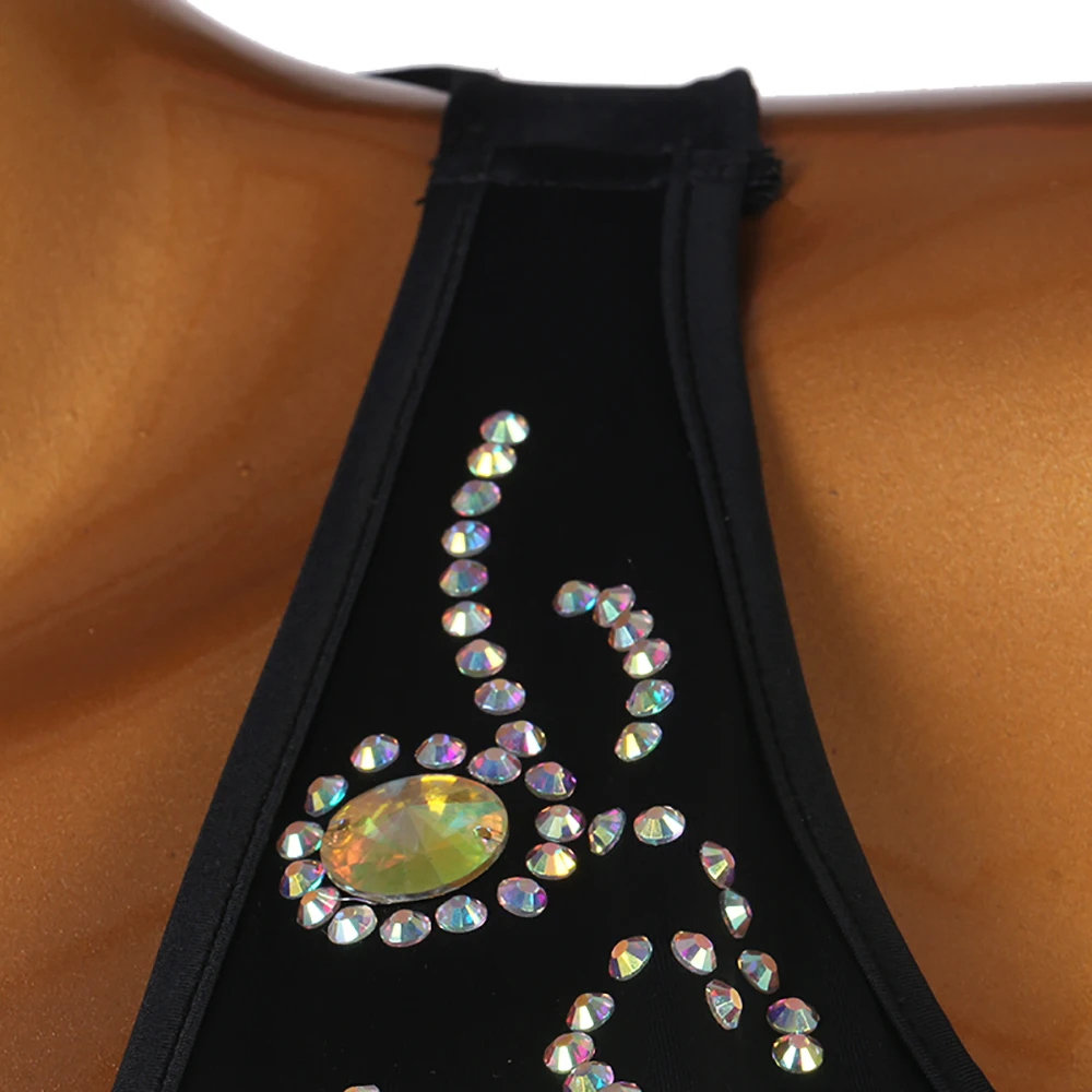 Платье для латинских танцев черное платье соревнований с красным горячим