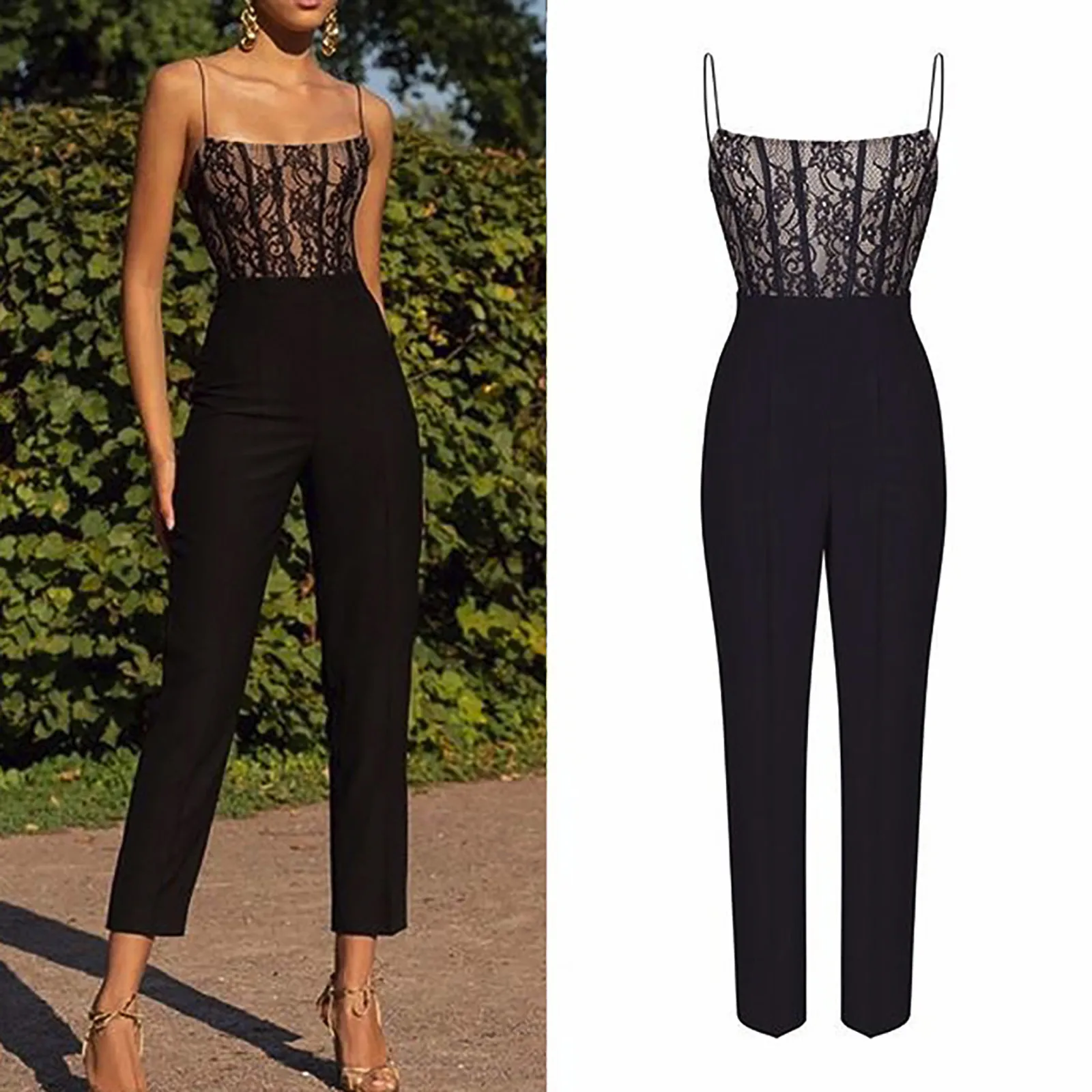 

Женский комбинезон, темпераментный комбинезон без рукавов, Клубная одежда, комбинезон с прямыми штанинами, Женское боди, тонкие длинные Ком...