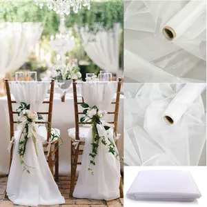 5/10M Sheer Crystal Wedding Tulle Roll Organza Fabric for Ceremony Party Rustic Wedding Decor DIY Wedding Organza Chair Sashes