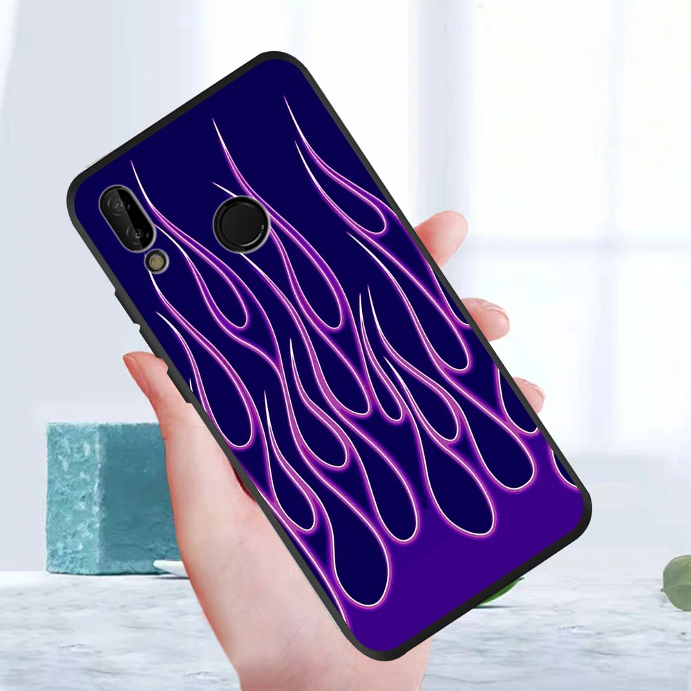 Для HuaweiP50 P40 P30 P20 P10 P8 Lite 2017 коврики 30 20 10 рro etui модные черно зеленые языки пламени