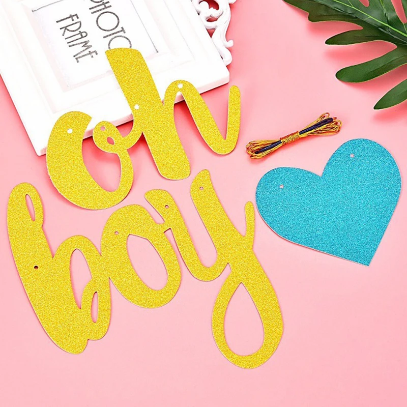 Бумажная тарелка для дня рождения с надписью Пол реб розовая синяя одноразовая