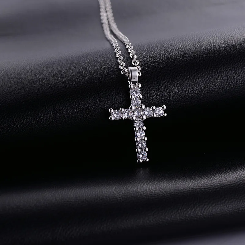 

Classic Cross Necklace Gold Zircon Full Clavicle Chain Short Handmade Necklace