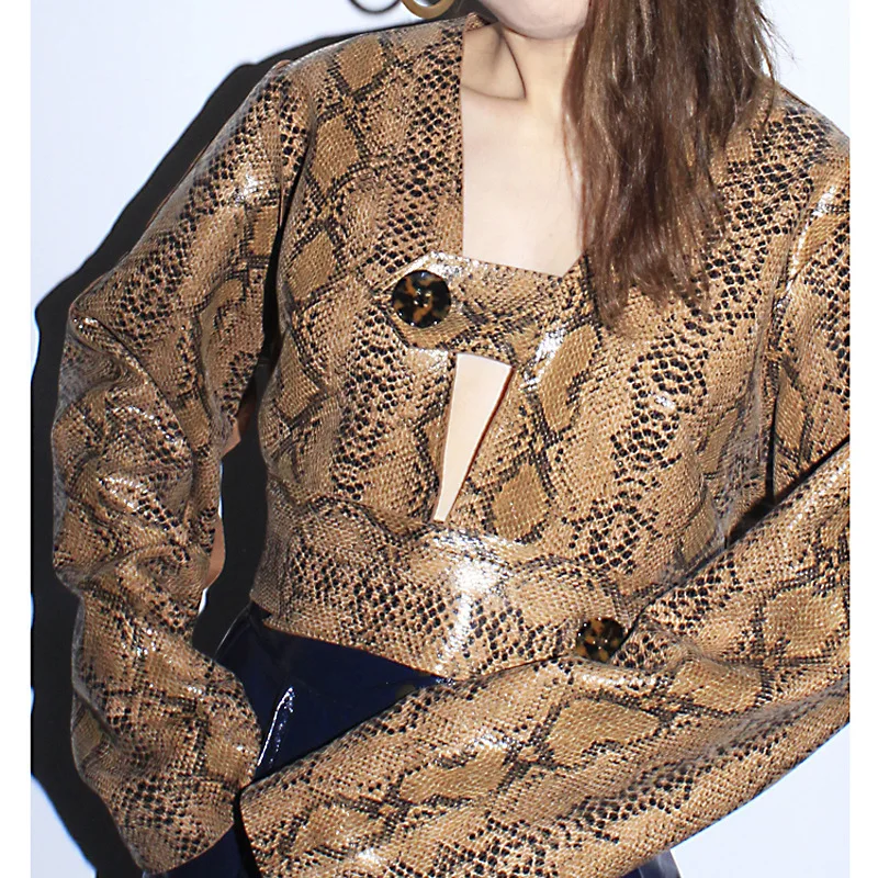 Женское короткое пальто с длинным рукавом DEAT повседневное из искусственной кожи