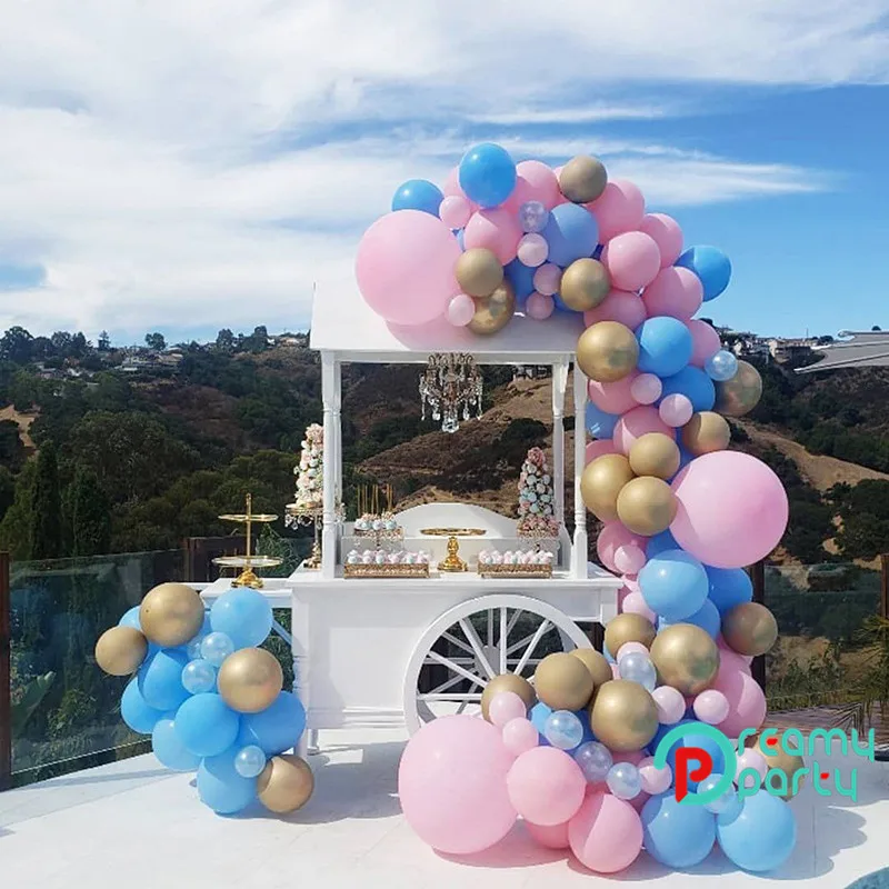 125 шт. раскрытия Вечерние Розовые повязки на голову с синий шары арки он/она Пол