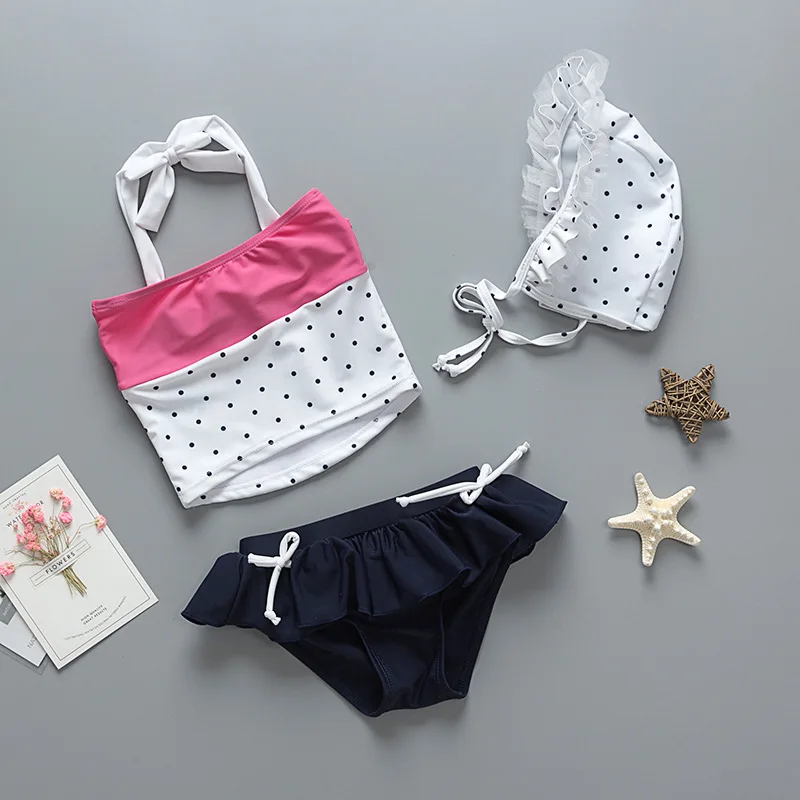 Baby Girl Swimwear UV Protection Girls' Swimsuit Newborn Infant Babies Bathing Clothes 3 Pieces Bikini Set Beach Pool Costumes | Детская