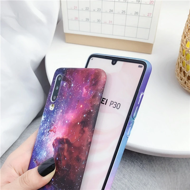 Luminous Case for Huawei P30 P20 Pro Lite Nova 4e 3e Honor 10 P Smart 2019 Cases Matte Hard HD Stars Shockproof Cover Funda |