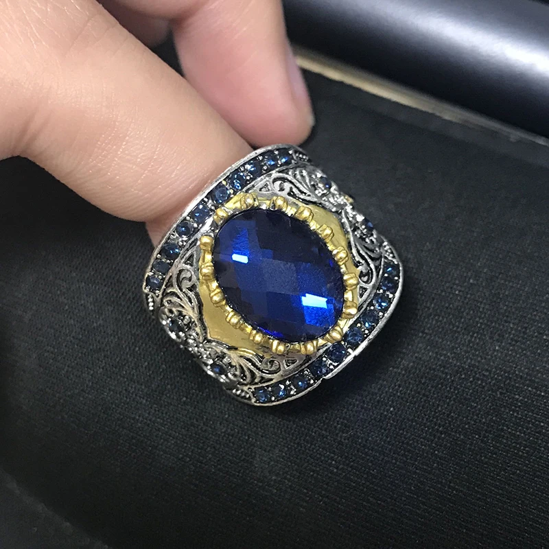 Ring T005 Модный большой голубой камень, кольцо, очаровательное ювелирное изделие для женщин, CZ обручальные кольца, кольцо для помолвки, Женские аксессуары, подарки Z4K146 - Цвет основного камня: Ring T005