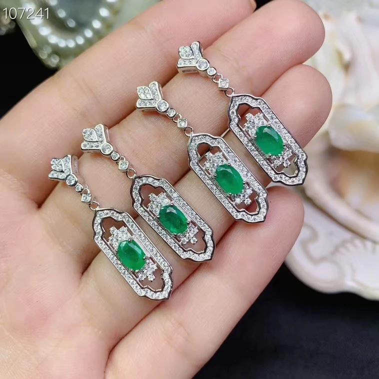 Emerald earrings Зелёный Изумрудный камень серьги для женщин ювелирные изделия розовые сапфировые серьги натуральный камень подарок на день рождения - Цвет камня: Emerald earrings
