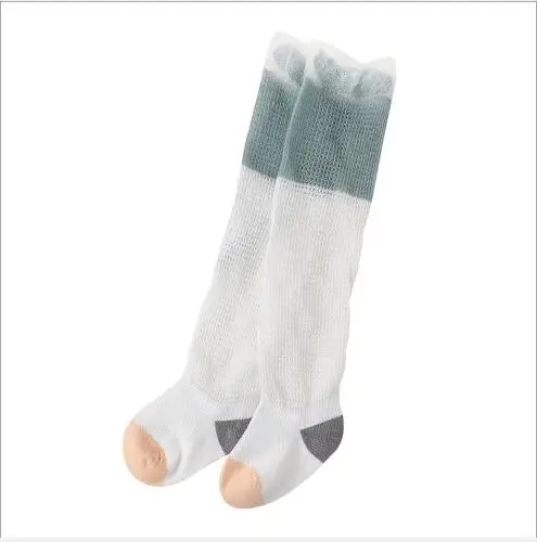 

Summer new baby over the knee long tube cotton soft anti-mosquito socks boneless hand-stitched ultra-thin striped girl mesh sock