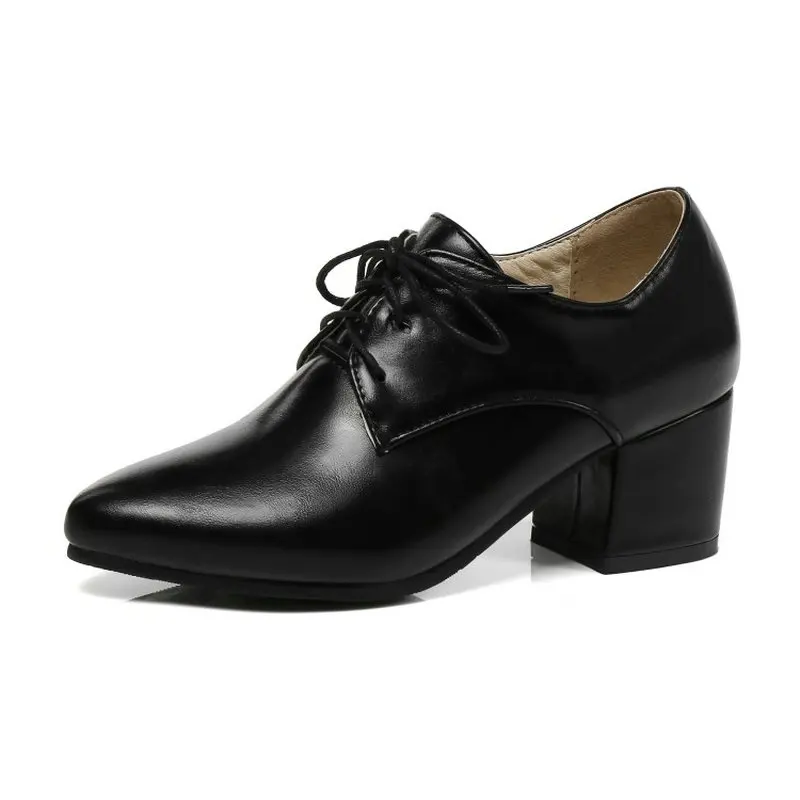 Женские туфли-оксфорды на квадратном каблуке с острым носком шнуровке | Обувь