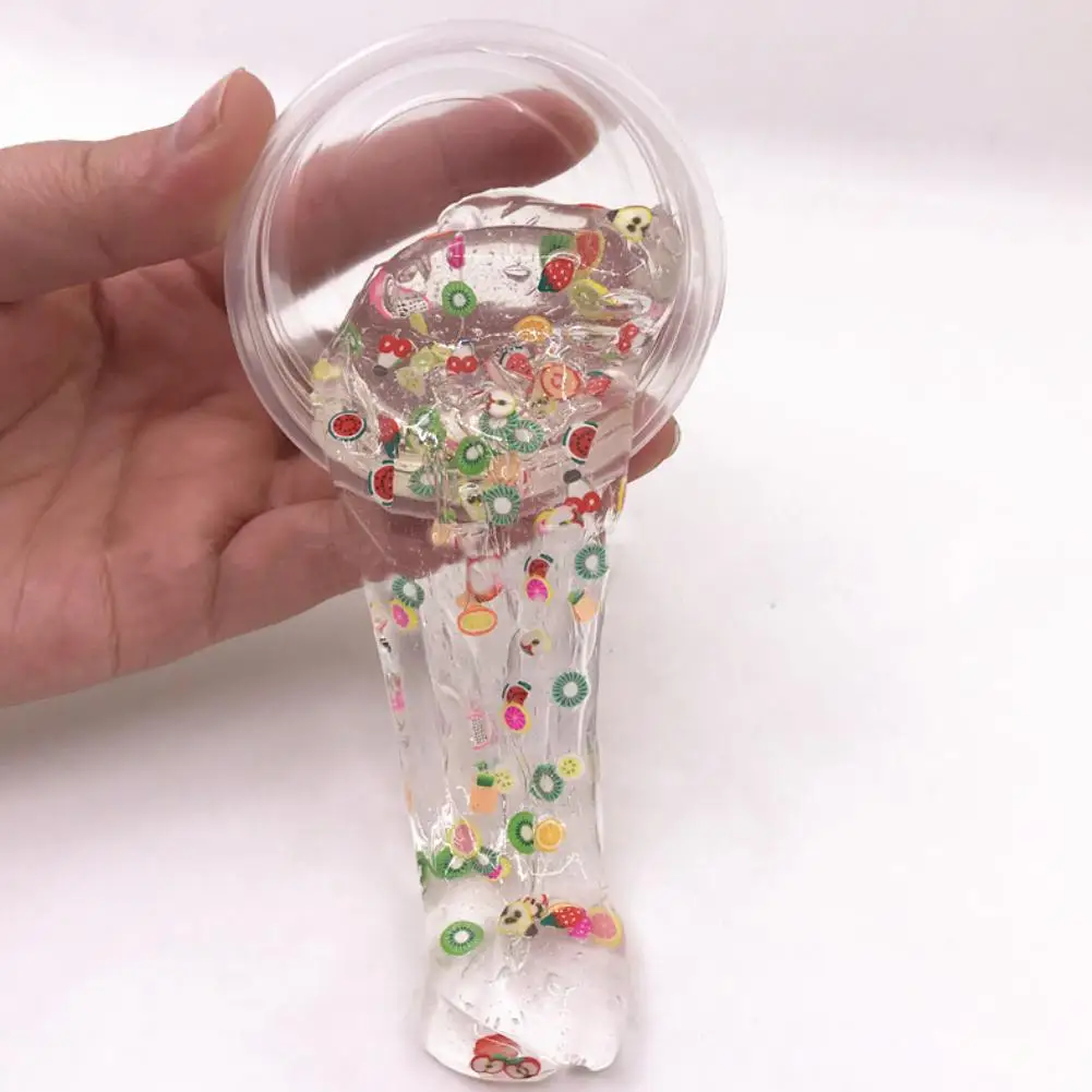 Paleta de barro m&aacute;gico transparente para adultos, juguete de descompresi&oacute;n para aliviar el estr&eacute;s, ensalada de frutas en rodajas, Slime-2