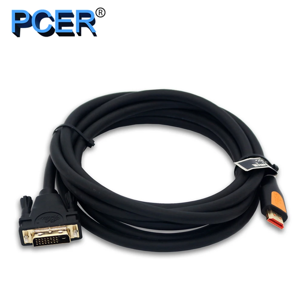 PCER HDMI to DVI Cable Cord Audio Video male cable For PC Monitor HDTV Projector DVI24+1 Male | Электроника