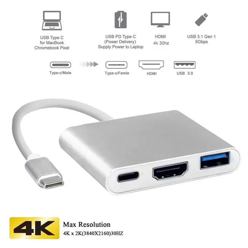 

Brand New 3 Adapter USB Type C Hub HDMI-compatible 4K support Samsung Dex mode USB-C Dock with PD for MacBook Pro/Air 2021
