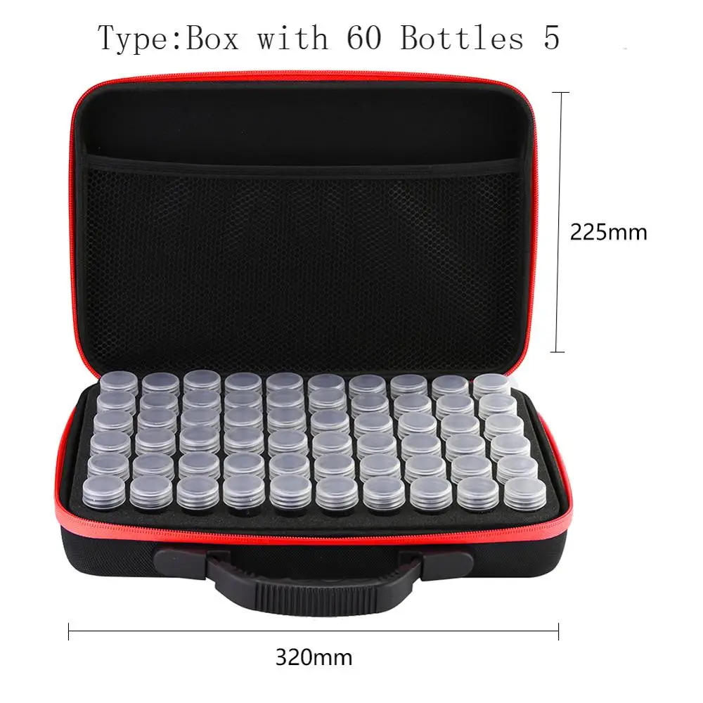 Box with 60 Bottles 60 бутылок Алмазная картина коробка для хранения вышивка алмазная живопись контейнер коробка для хранения инструмент Чехол Держатель ручная сумка на молнии - Цвет: Box with 60 Bottles