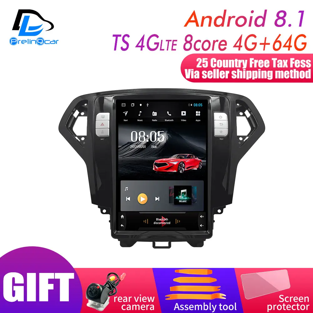 TS-4G 4G64G An8.1 4G Lte вертикальная Система android 8,1 12,8 дюймов для Ford Mondeo 2007-2013 лет navigaton Автомобильный gps Мультимедиа Видео Радио плеер - Цвет: TS-4G 4G64G An8.1