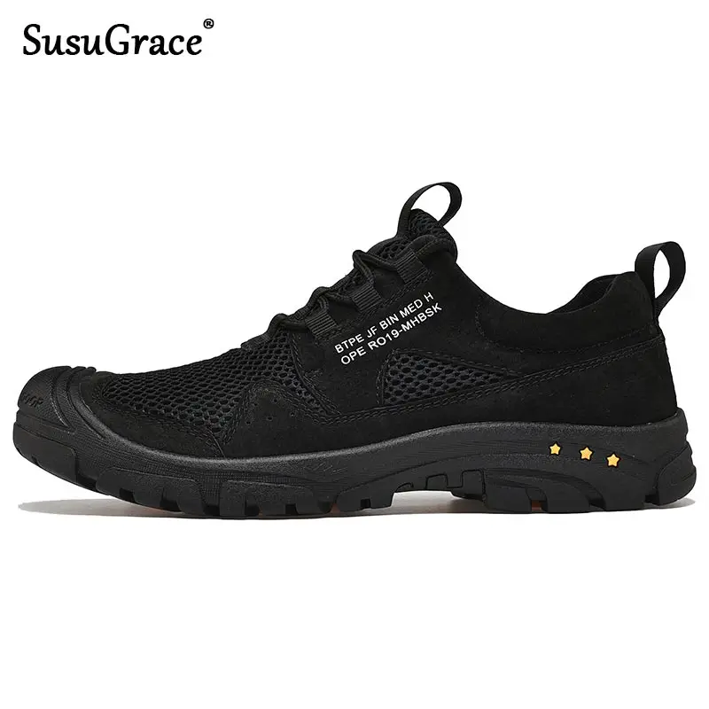 

Мужские кроссовки с сеткой SusuGrace, летние дышащие кроссовки для походов, кемпинга, спорта, охоты, 2020