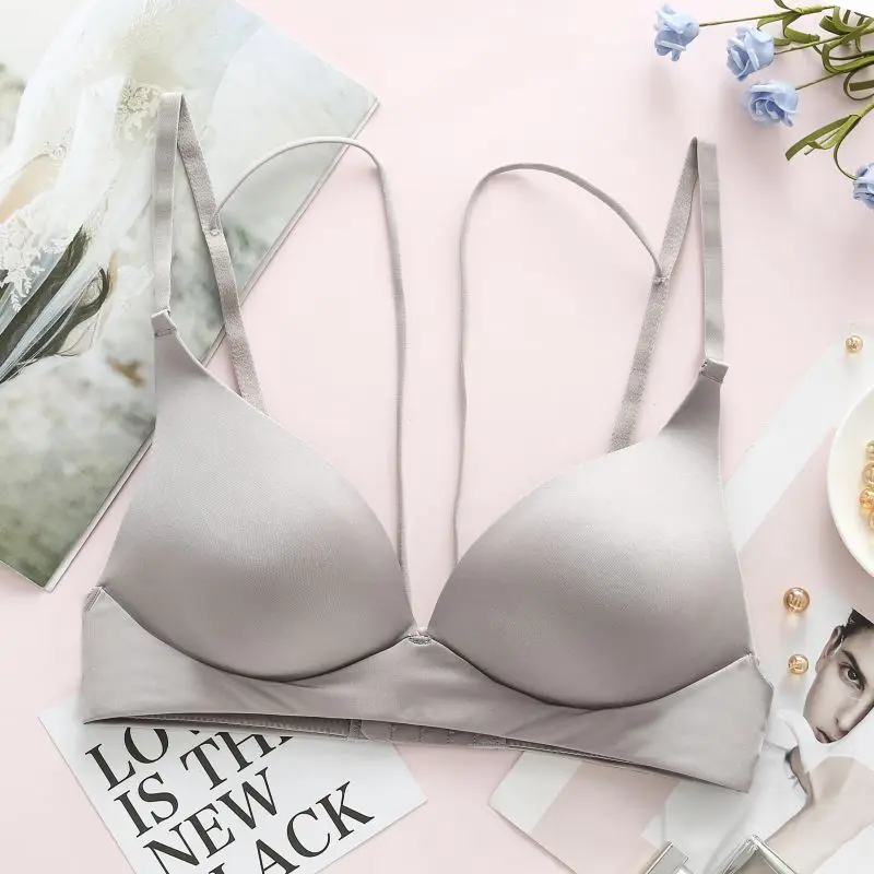 

Glossy Bra breathable Lingerie Soft Extra sling Strap Push Up Bra Seamless One piece Underwear Women Sexy Smooth Bra