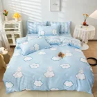 Теплый Стильный комплект постельного белья с голубым небом и белыми облаками, пододеяльник, простыня, наволочка, наволочка, двуспальный полный Королевский размер