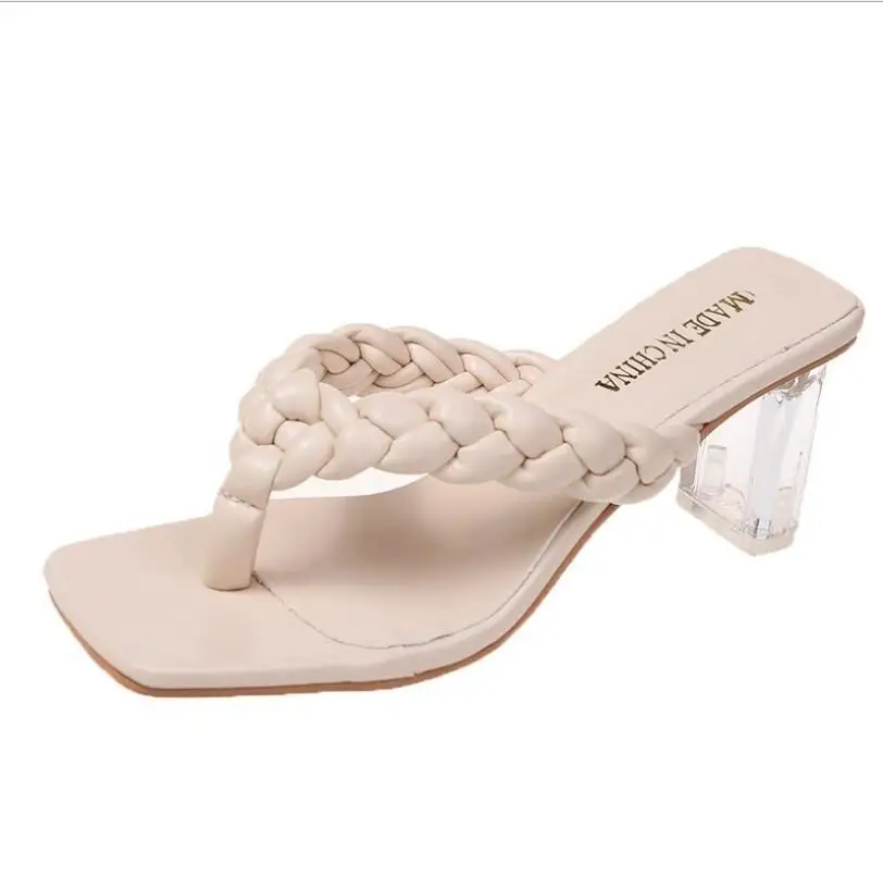 

2021 New Summer Fashion Design Weave Women Sandals Transparent Strange High heels Ladies Sandals Open Toe Shoes