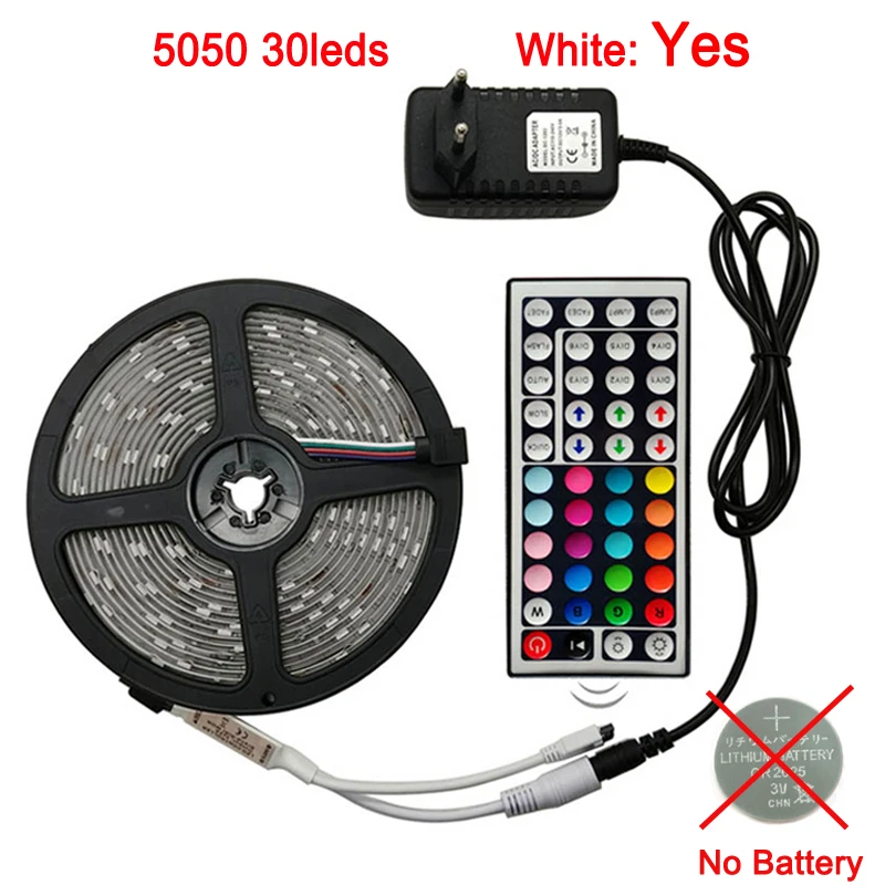 5050 No Battery BEKCMTH RGB Светодиодная лента светильник SMD2835 5050 5 м 10 м Водонепроницаемая RGB лента DC12V Светодиодная лента s лампа с ИК-пультом дистанционного управления - Испускаемый цвет: 5050 No Battery