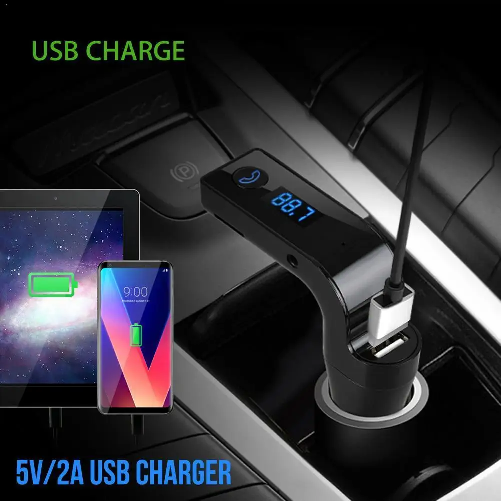 G7 Car Memory Hands-free LCD Display 4-in-1 Bluetooth Hole Transmitter 2.1A Kit Point MP3 Player Smoke AUX FM Modulator A5S2 | Автомобили