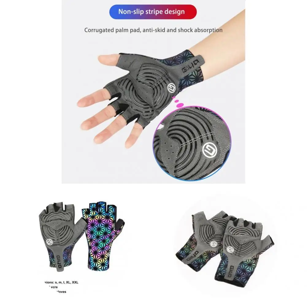 

Cycling Short Gloves Shock-Absorbing Practical Anti-skidding Dazzle Road Bicyle Half Gloves