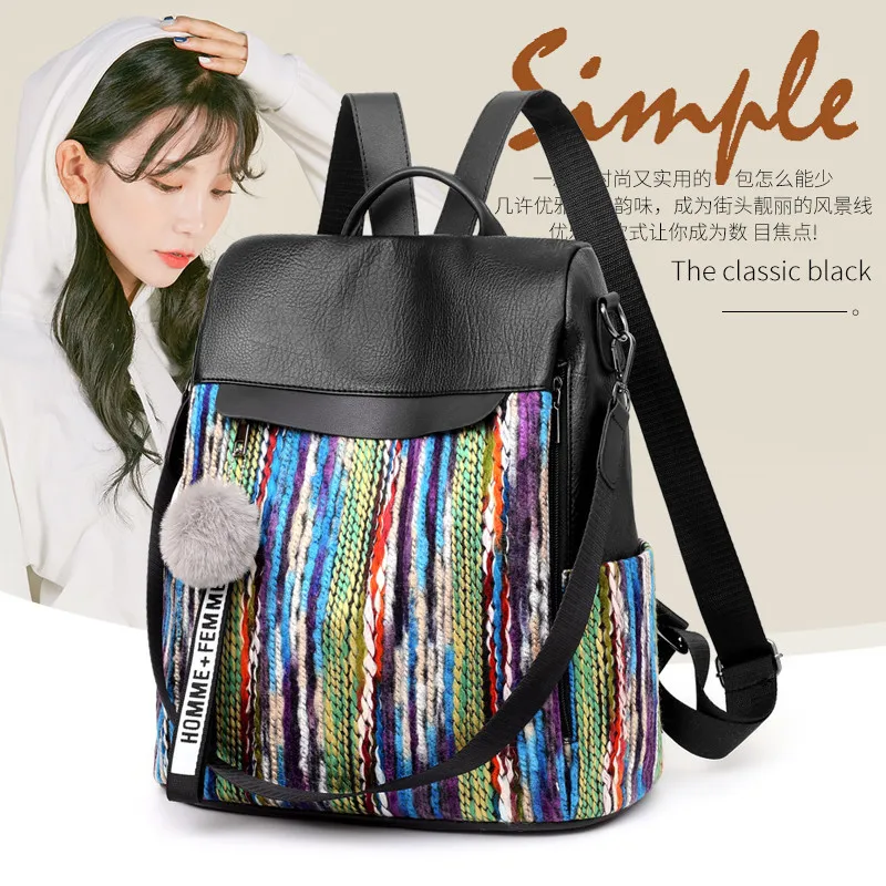 

Fashionable All-Match New Women's Backpack Winter Korean Style Large Capacity Oxford Cloth Anti-Theft Shoulder