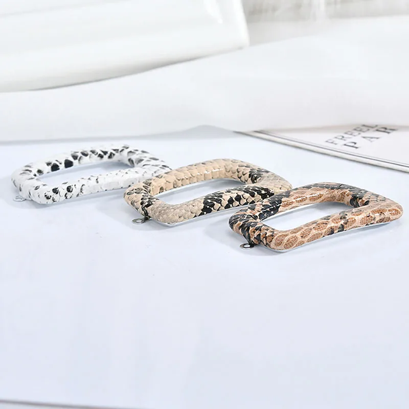 Pu wrapped cloth button imitation animal skin leopard snake trapezoid Ear Studs Earrings DIY accessories | Украшения и аксессуары