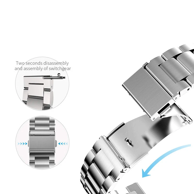 18мм 20мм 22мм Ремешок для часов из нержавеющей стали Для AMAZFIT Pace/ Amazfit Stratos Pace 2 / 2s / Умные часы GTR / GTS Amazfit Ссылка браслет для замены ремня Gear S2 для мужских женских часов