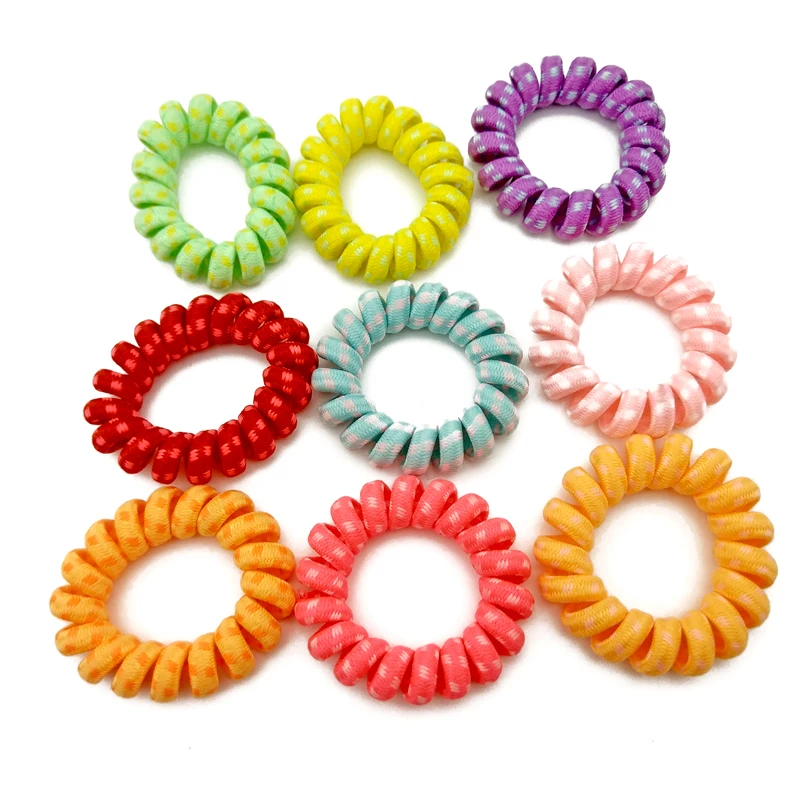 

100 Pcs/Lot Elastic Band Spiral Shape Ponytail Ties Gum Rubber Rope Telephone Wire Hair Accessories Size 4CM