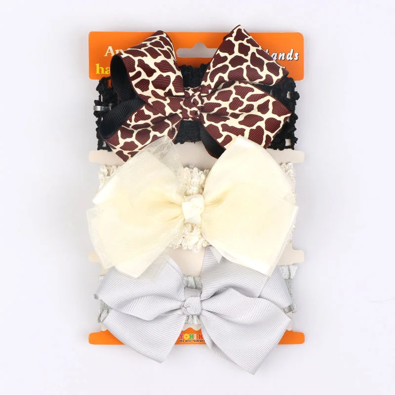 GY 3Pcs Cute Baby Kids Headband Neonata Bow Flower Elastic Hairbands Girls Headbands Children Turban Hair Accessories Set | Мать и
