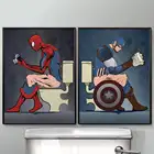 Забавные супергерои, Человек-паук и Капитан Америка, для ванной комнаты, уборной, настенные художественные Висячие принты, Декор для дома, буквальный туалет, Юмористические плакаты
