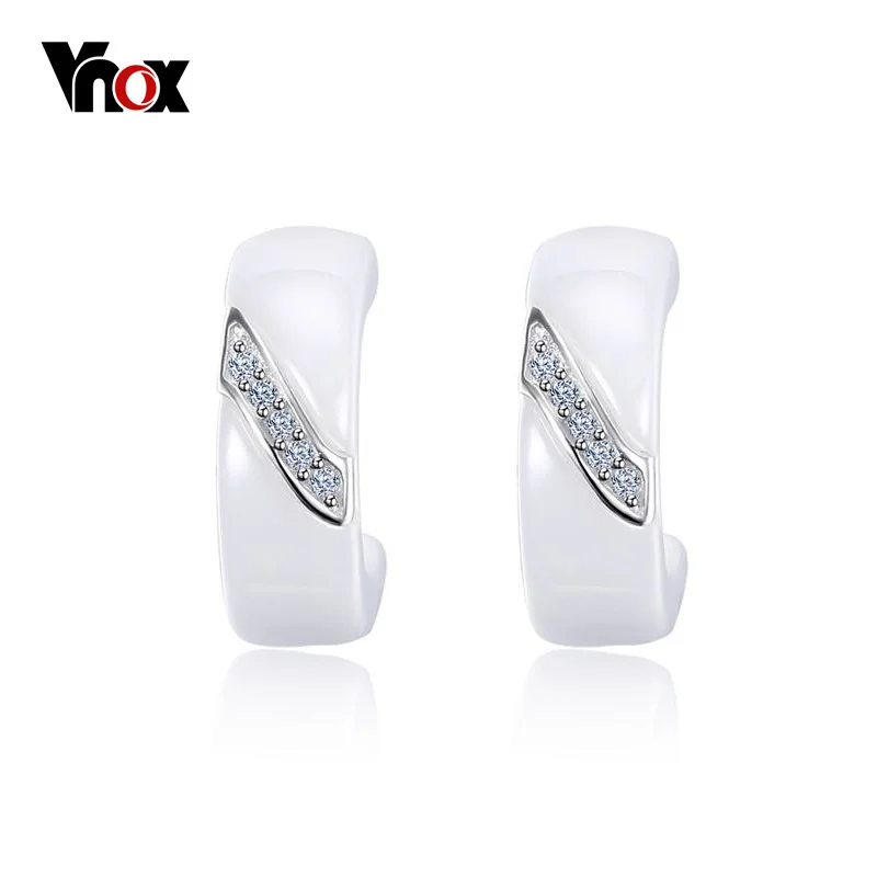 

Vnox S925 Sterling Stud Earrings Women Elegant White Ceramic