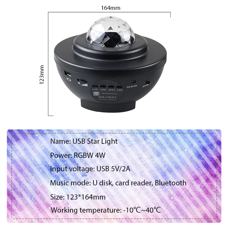 

Colorful Starry Sky Galaxy Projector Nightlight Child Blueteeth USB Music Player Star Night Light Romantic Projection Lamp Gifts