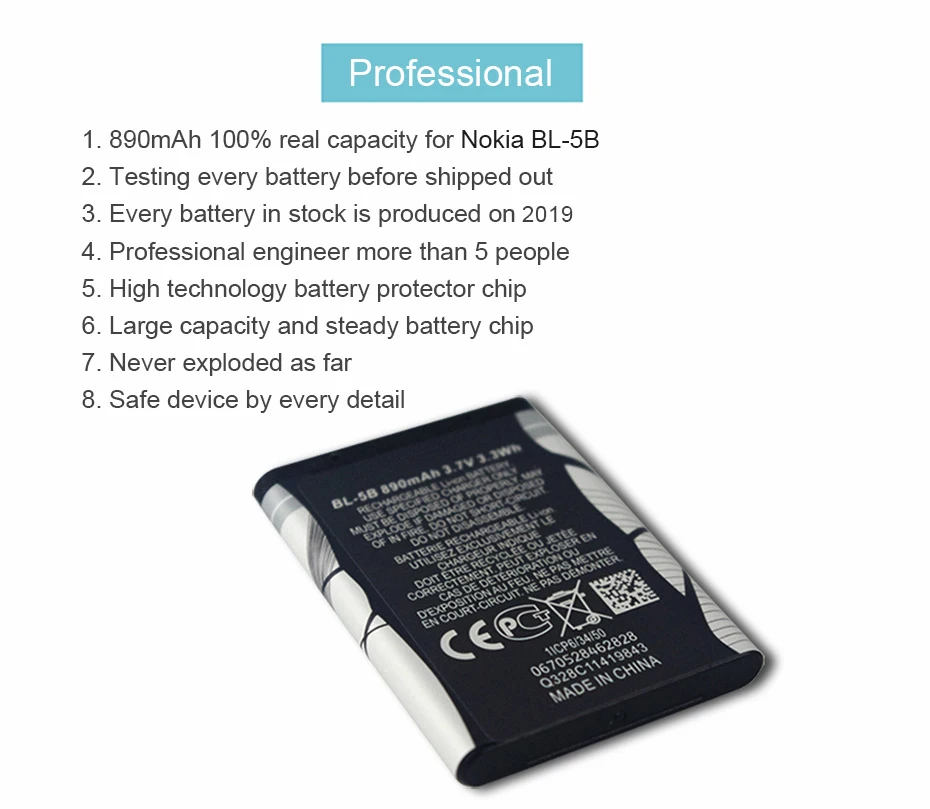 PINZHENG BL-5B телефон Батарея для Nokia BL 5B BL-5B BL5B 5300 5320 6120C 7360 3220 Замена BL 5B Батарея