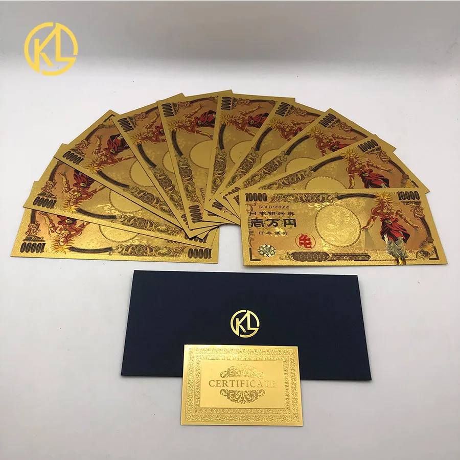 5 шт./10 шт./лот, Японский дракон, мультфильм, 10000 иен, золото, пластиковые банкноты для классической детской коллекции памяти - Цвет: Dragon Ball7