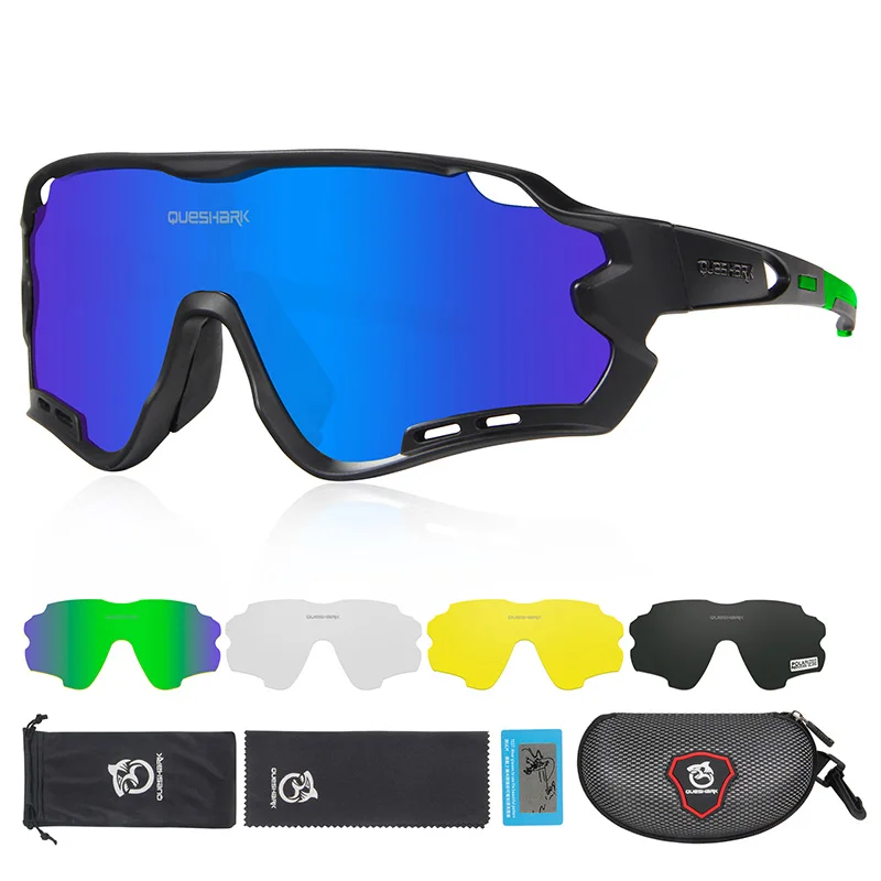 As Picture Showed Queshark HD поляризованные велосипедные очки для мужчин и женщин 5 линз MTB дорожный велосипед TR90 рама - Цвет: As Picture Showed