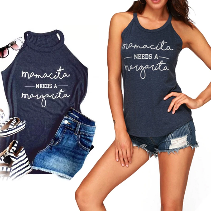 Женская майка без рукавов Mamacita mama Needs A Margarita Haut Femme летняя футболка в стиле панк