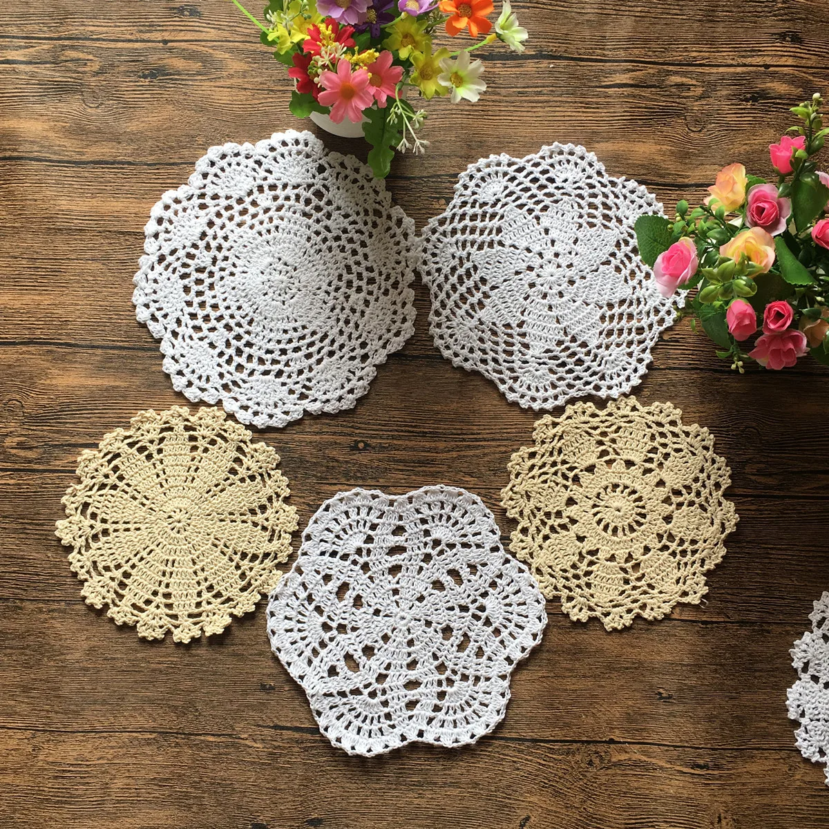 12 шт. кружевные салфетки ручной работы для украшения стола 6-8 дюймов 100% винтажные