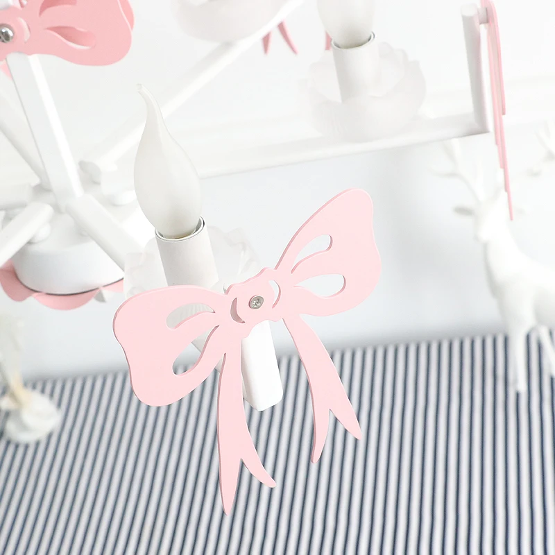 Детская лампа с розовой лентой для спальни светодиодный светильник бантом