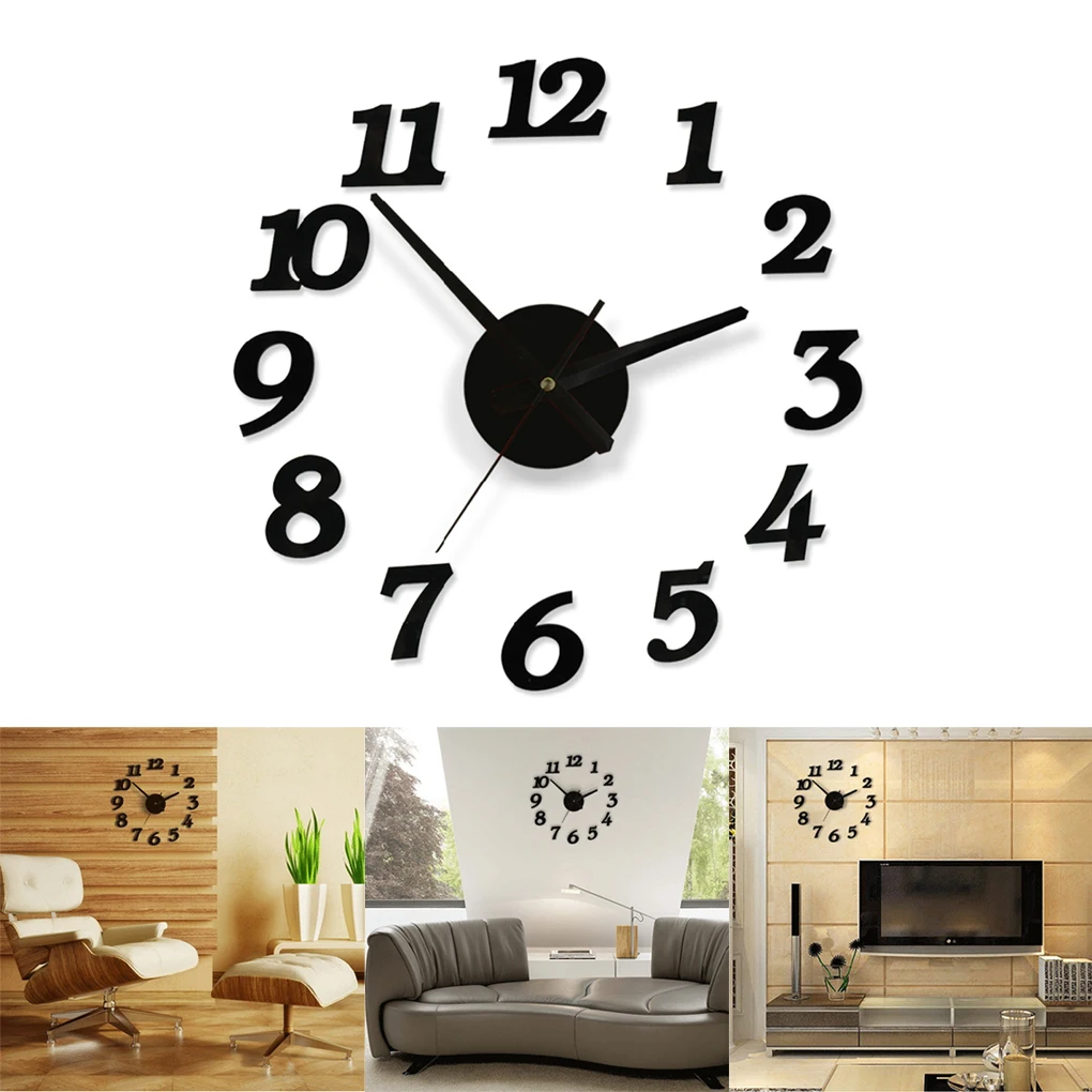 

3D настенные часы «сделай сам», современный дизайн, бесшумные большие цифровые акриловые самоклеящиеся настенные часы, Наклейки для декора гостиной